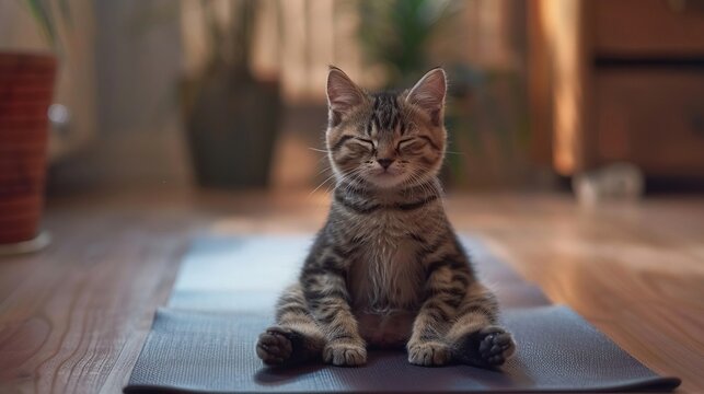 A cat doing yoga cute