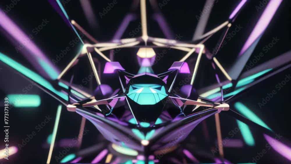 Aufkleber abstract background with 3d rendering of a futuristic glowing abstract construction in neon colors, 