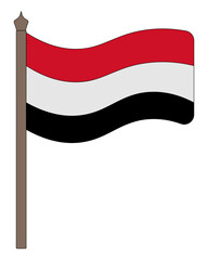 Flag of Yemen. Fabric made of three horizontal stripes. The national symbol.