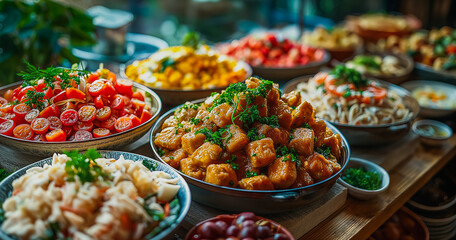 Pictures of international food Showing cultural diversity Suitable for use in advertising, restaurants, and website design. Image generated by AI