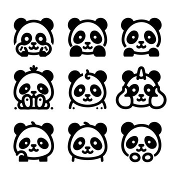 Cute Panda Icon Vector