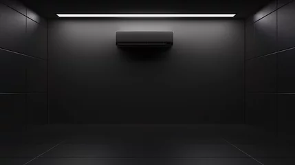 Fotobehang black air conditioner in a black room with dim lighting © Pavel Vorobev