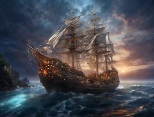 Muurstickers ship in the sea © Tim