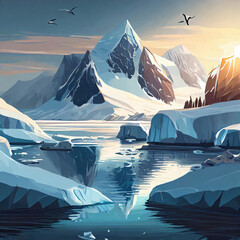 남극에서 빙산 - obrazy, fototapety, plakaty