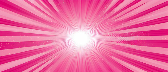 Abstract Pink rays background with halftone. Pop art comics book cartoon magazine style. Light pink sunburst abstract background.