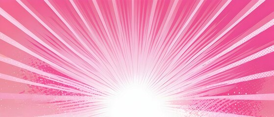 Abstract Pink rays background with halftone. Pop art comics book cartoon magazine style. Light pink sunburst abstract background.