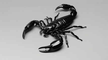 Black scorpion on a white background. Dangerous insect. Sting with poison. - obrazy, fototapety, plakaty