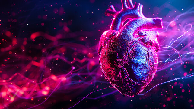 3D rendering of the heart's electrical activity captured by an advanced electrocardiogram, highlighting atrial fibrillation