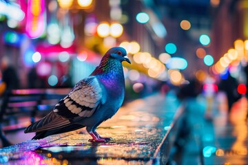 a pigeon standing on a ledge - Powered by Adobe