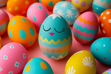 Fototapeta na wymiar Generate a colorful and playful Easter eggthemed composition with a secret message hidden within