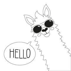 hello card with cute llama