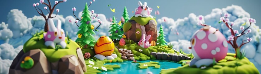 Obraz na płótnie Canvas Create a 3D masterpiece with hidden Easter eggs throughout