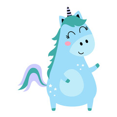 card with cute magical unicorn
