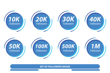 Set of  Subscribers Thank You 500k, 10k, 20k, 30k, 40k, 50k, 100k, 1m Followers badge Design With black and golden theme Background
