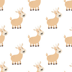seamless pattern with cartoon goat - 773181054