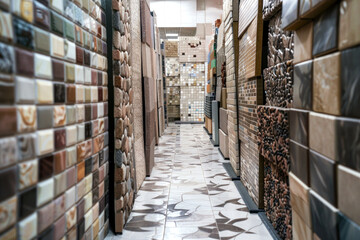 Tile samples displayed in a home improvement store