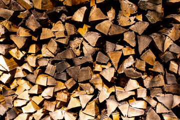 Aufgeschichteter Holzstapel, Kaminholz, Brennholz