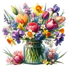 Romantic spring bouquet in a vase