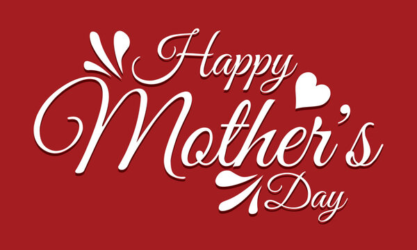 Happy Mother's Day elegant hand written lettering . Modern calligraphy isolated on red background. Black ink inscription. Typography composition for greeting card or poster design. Vector. EPS 10