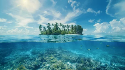 Keuken spatwand met foto A tropical island in the middle of the ocean © Maria Starus