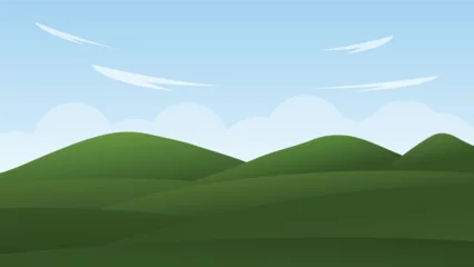 Foto op Plexiglas landscape cartoon scene with mountains and blue sky © piggu