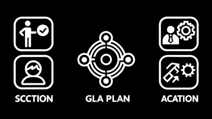 action-plan-flat-icons-set--goal--team--timeline vector illustration