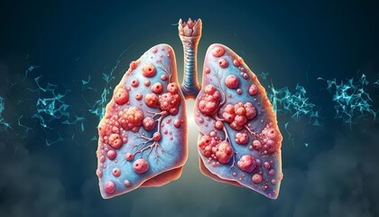 diseased human lungs affected by smoking Concept of tobacco impact, World No Tobacco Day, and respiratory health awareness - obrazy, fototapety, plakaty
