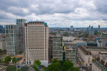 London modern city skyline aerial view including Shell Centre building and Waterloo Station by...