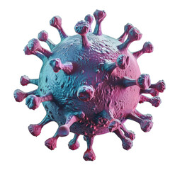 3D model of a virus invading a cell, detailed interaction, white background