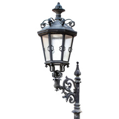 Fototapeta na wymiar Park lamp, vintage iron design, isolated on white, ambient light