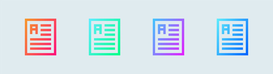 Articles line icon in gradient colors. Blog signs vector illustration.