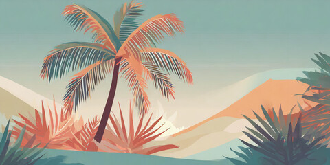 Fototapeta na wymiar palm trees and dunes