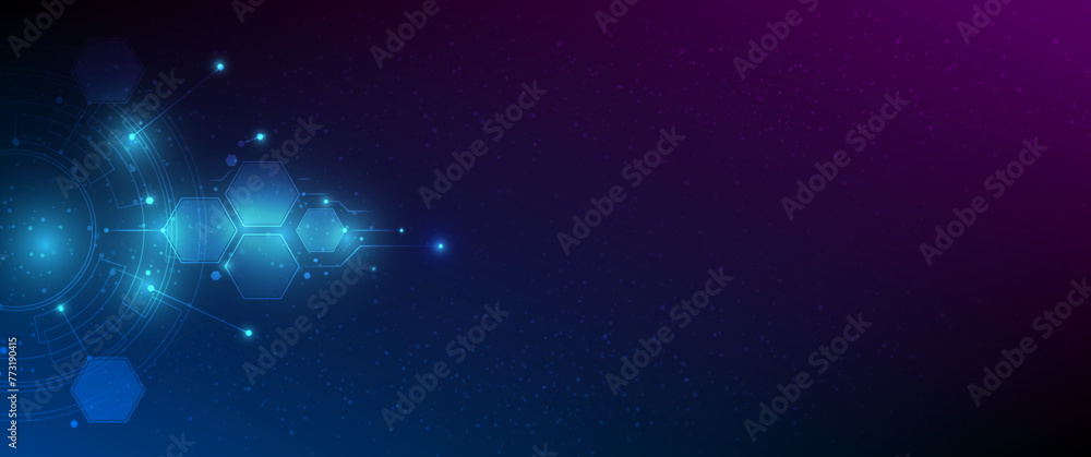 Poster technology connection digital data and big data concept. blue future background. abstract technologi