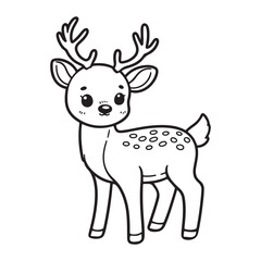 Fototapeta premium Line art of deer cartoon vector