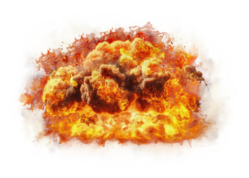 Flames and smoke. Fiery explosion with smoke isolated on transparent background - Powered by Adobe