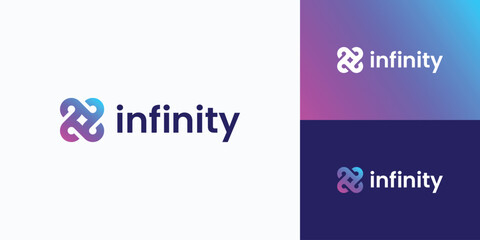 Obraz premium Rotating infinity emblem vector logo design with modern, simple, clean and abstract style.