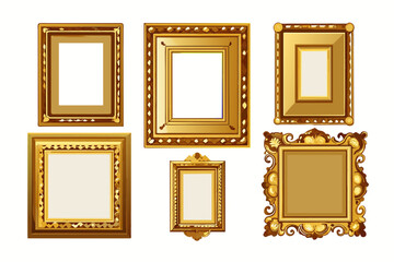 golden-picture-frame--isolated-on-white-vector 