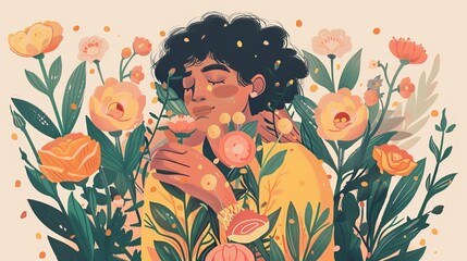 Woman  hugging herself 