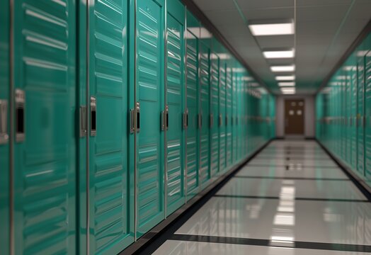Modern School Hallway with Organized Lockers - Aesthetic Storage Solutions