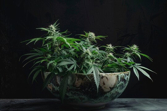 a potted plant in a bowl