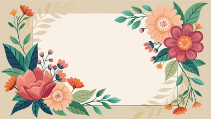 Meubelstickers floral-border-frame-whit-background-vector-illustration  © Jutish