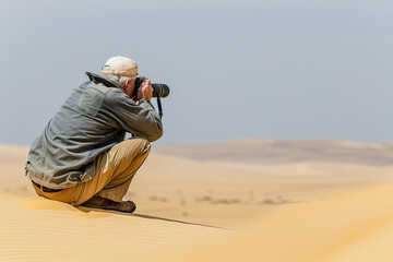 A colleague photographer photographing certain aspects of the desert
 - obrazy, fototapety, plakaty
