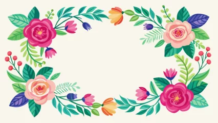 Rolgordijnen Bloemen floral-border-frame-whit-background-vector-illustration 
