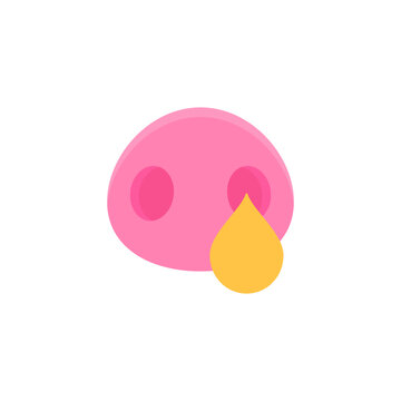 Pig nose with a drop. Color vector icon.