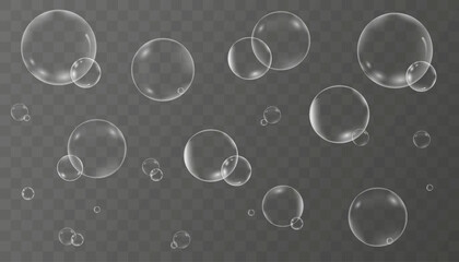 Collection of realistic soap bubbles.