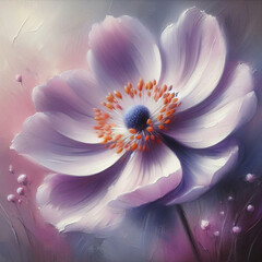 Obraz premium delicate flower of pastel purple color painted with oil paint. close up