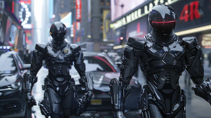 Naklejka premium The Futuristic Police Force