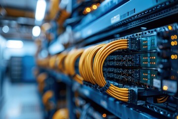 Ethernet LAN cables in server room