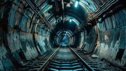Futuristic Train Tunnel - obrazy, fototapety, plakaty