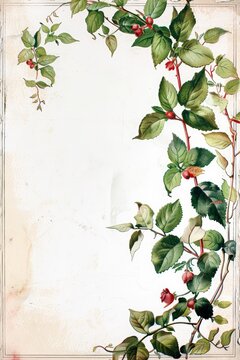 Water colour illustrations of plants Frame in the border